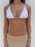White Embellished Bikini Top