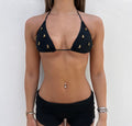 Black Embellished Bikini Top